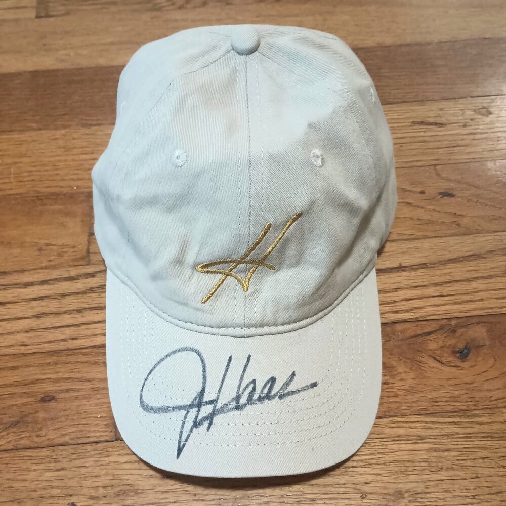 Haas Family Golf Signed Adjustable Big X Baseball Cap Hat Tan Khaki